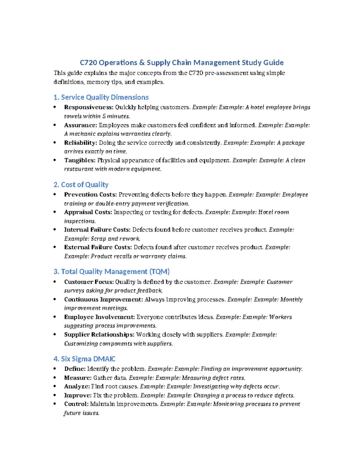 C720 Operations Supply Chain Management Final Study Guide - Studocu