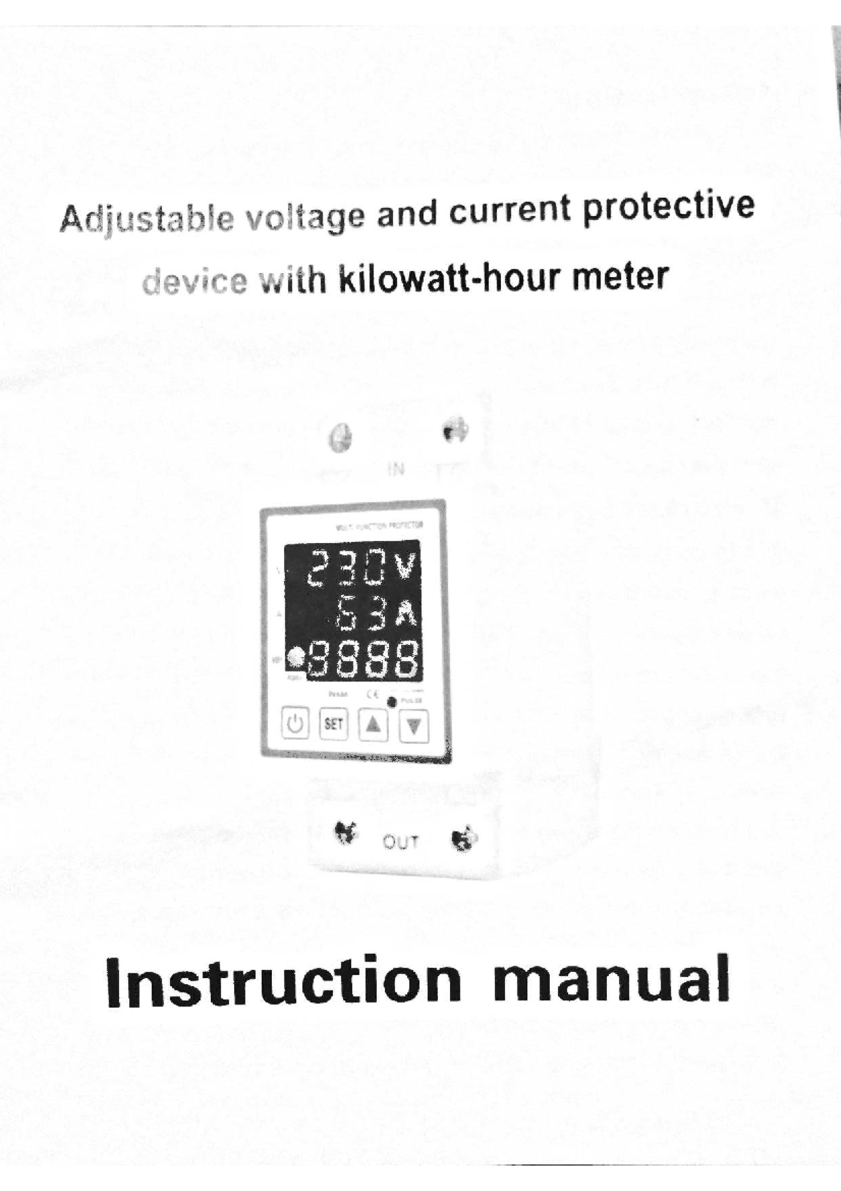 Adjustable Voltage & Current Protector IN PROTECTOR 230V 53A Manual ...