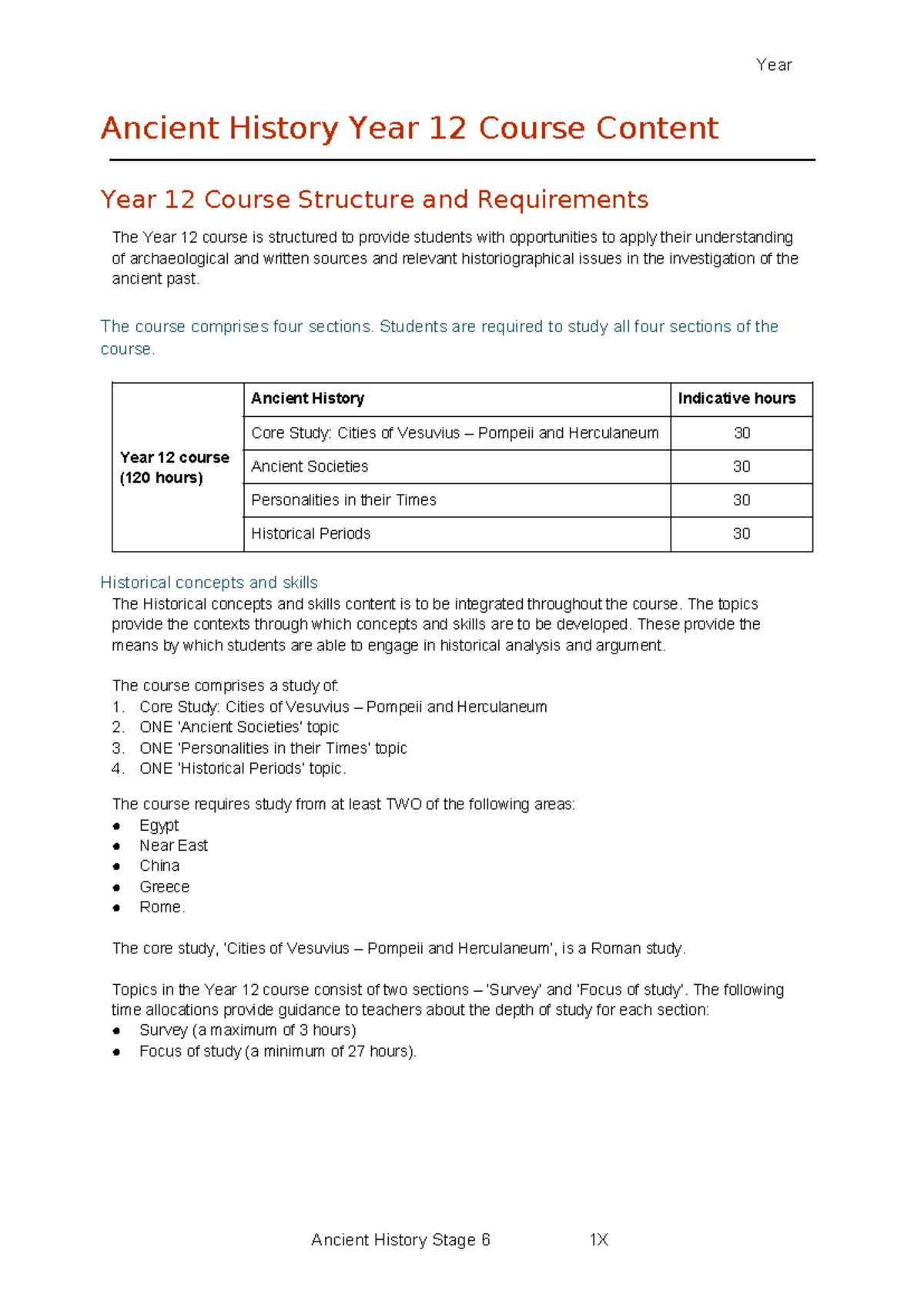 Ancient History Year 12 Syllabus Overview and Course Structure - Studocu