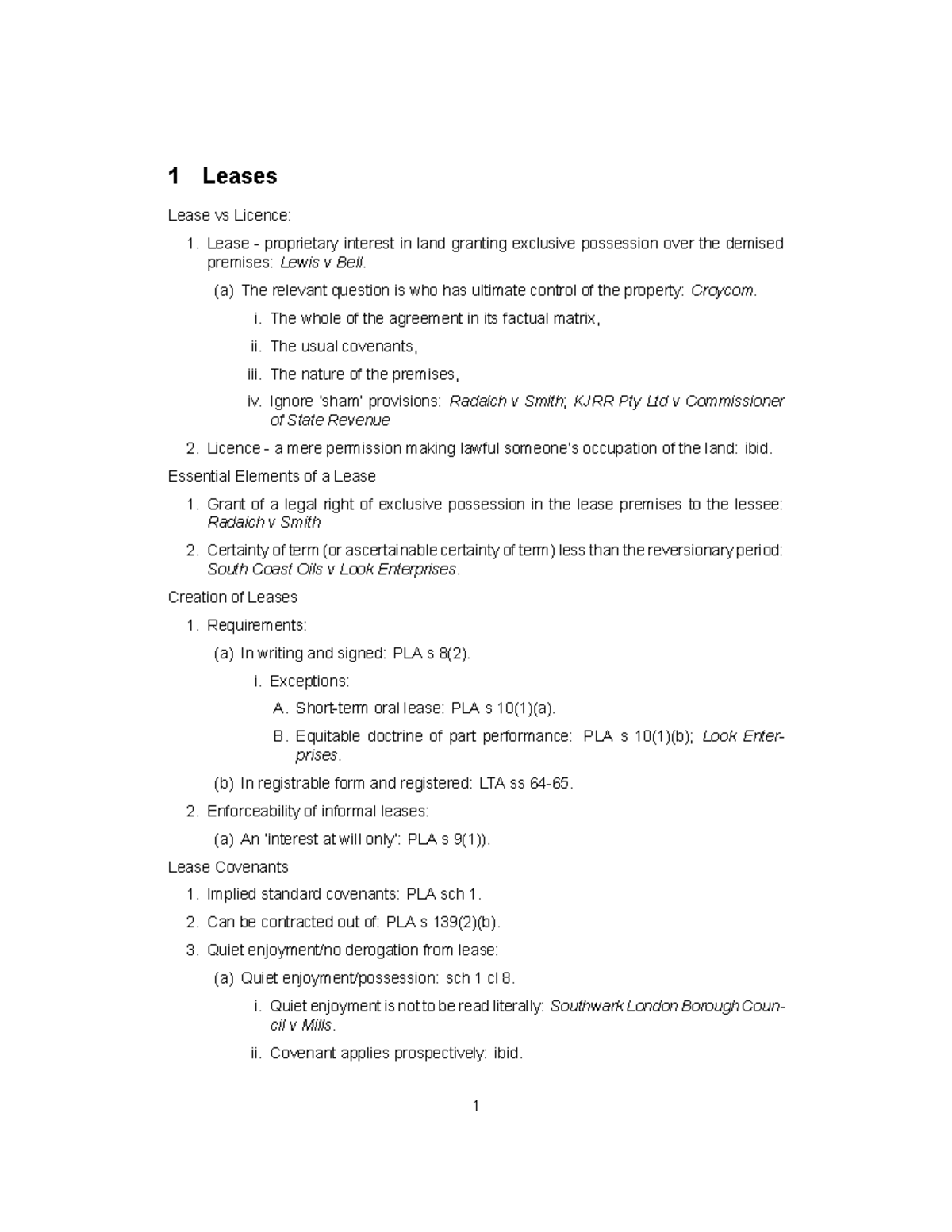 Leases and Licences: Key Concepts and Legal Principles (LAW 101) - Studocu