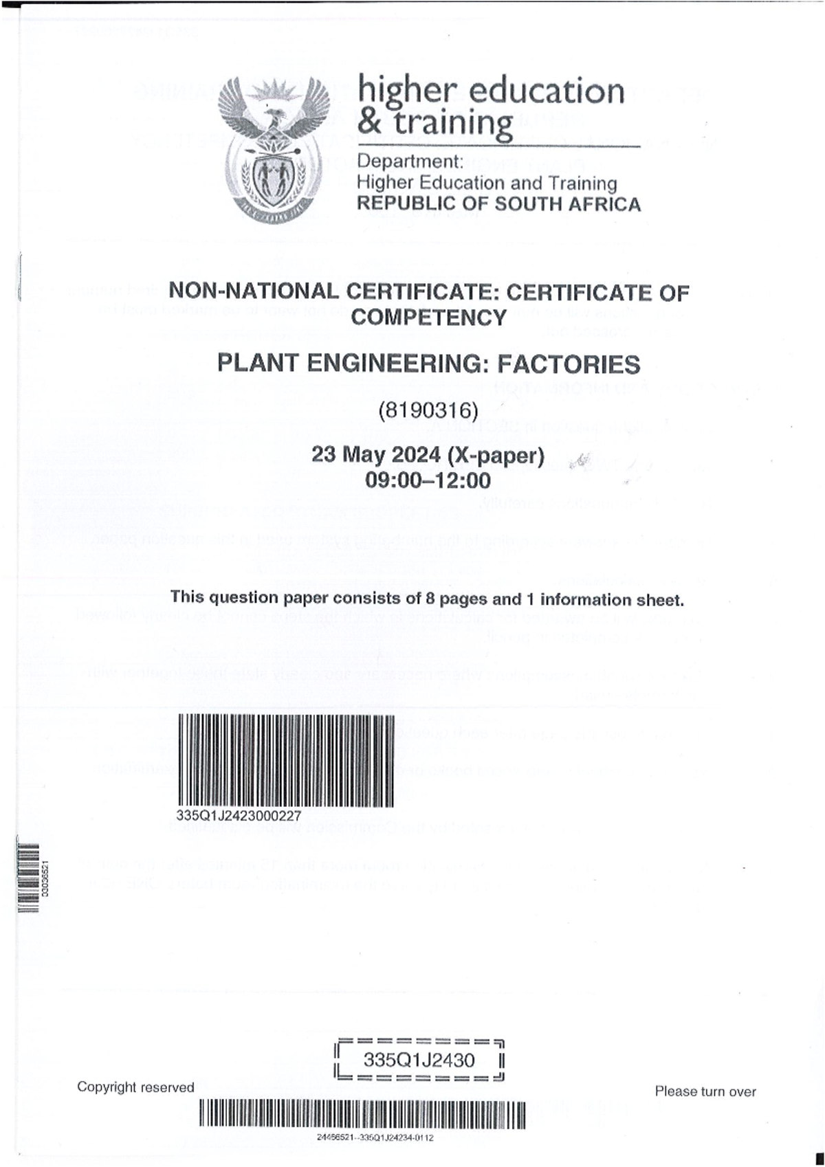 GCC Certification Exam: Plant Engineering (8190316) - May 2024 - Studocu