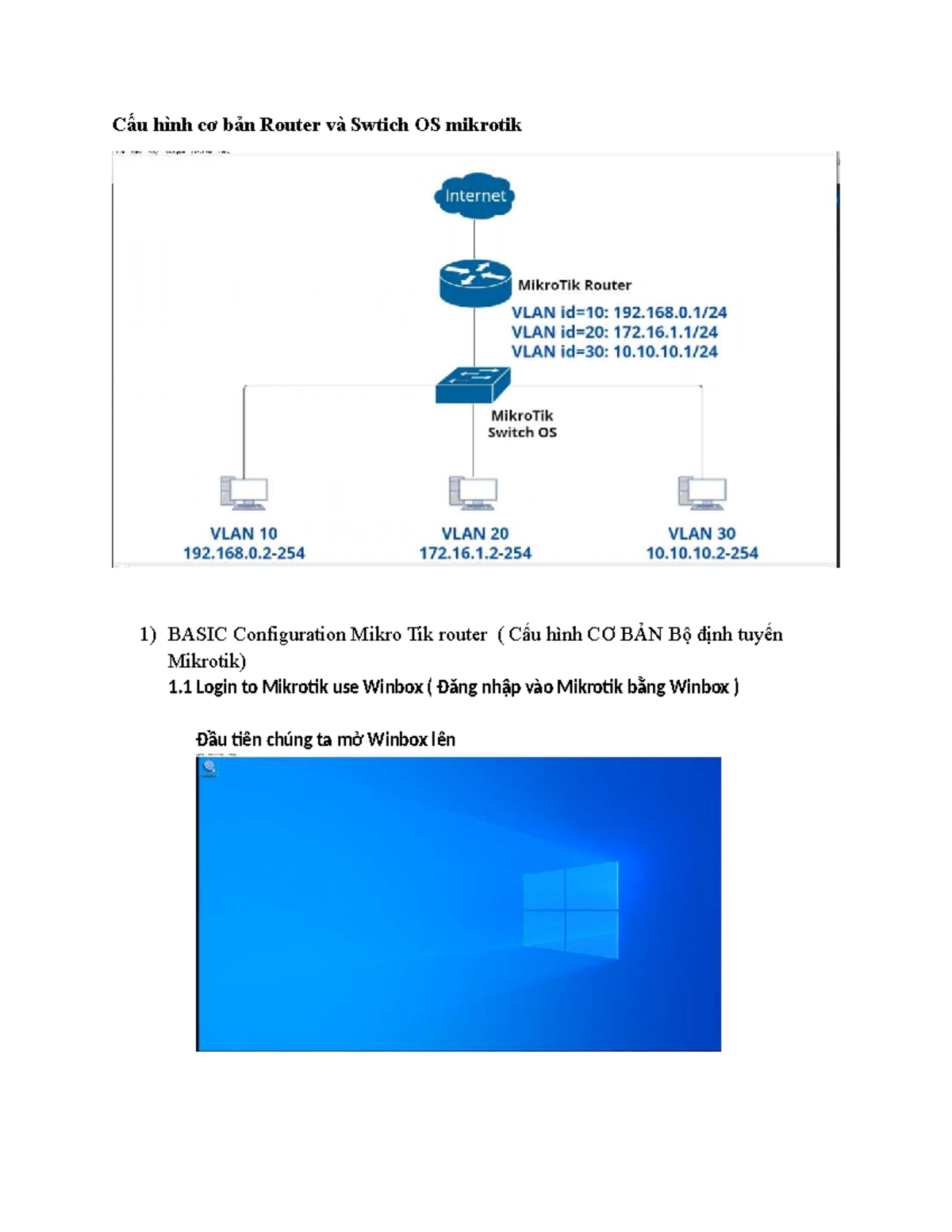 Cấu hình CƠ BẢN Router và Switch OS MikroTik - Hướng dẫn - Studocu
