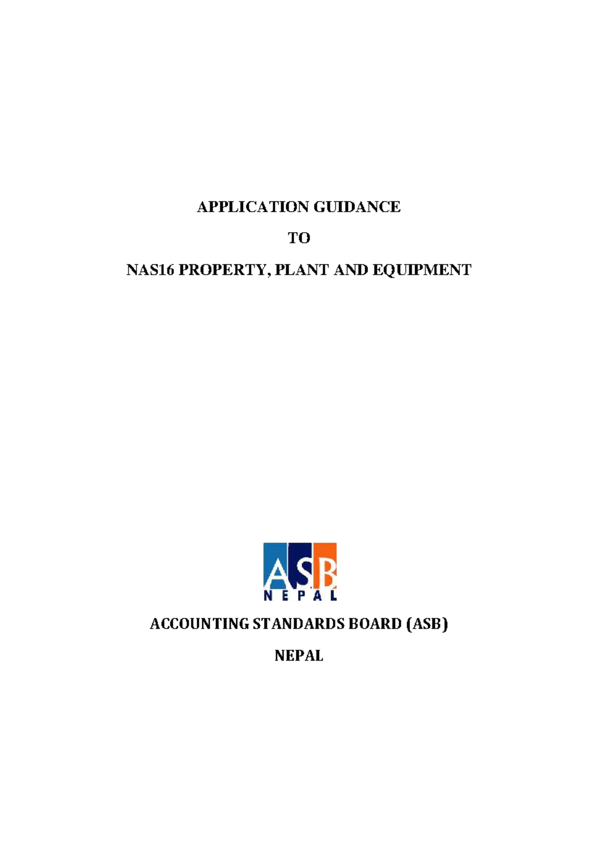 Application Guidance Note on NAS 16: Property, Plant and Equipment ...