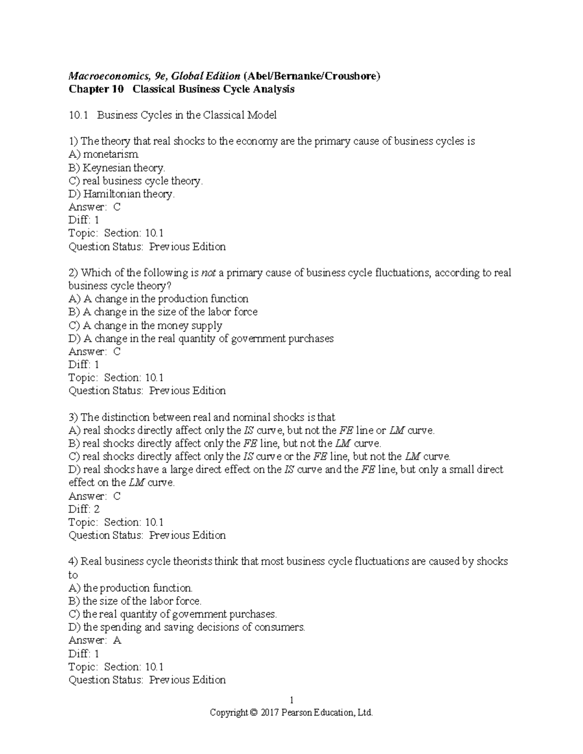 Macroeconomics 9e Global Edition (Abel/Bernanke/Croushore) Ch 10 ...