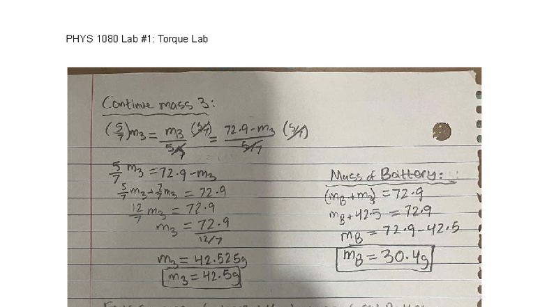 PHYS1080 LAB 1 (1) - notes - Phys*1080 - PHYS 1080 Lab Torque Lab o ...