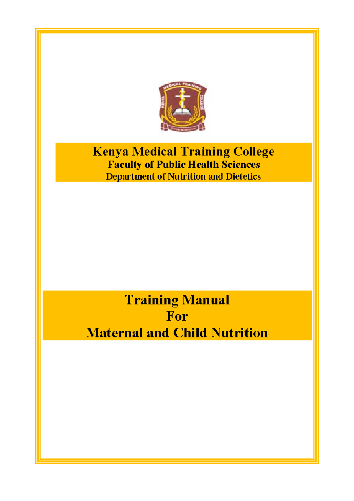 KMTC Training Manual on Maternal and Child Nutrition: Key Insights ...