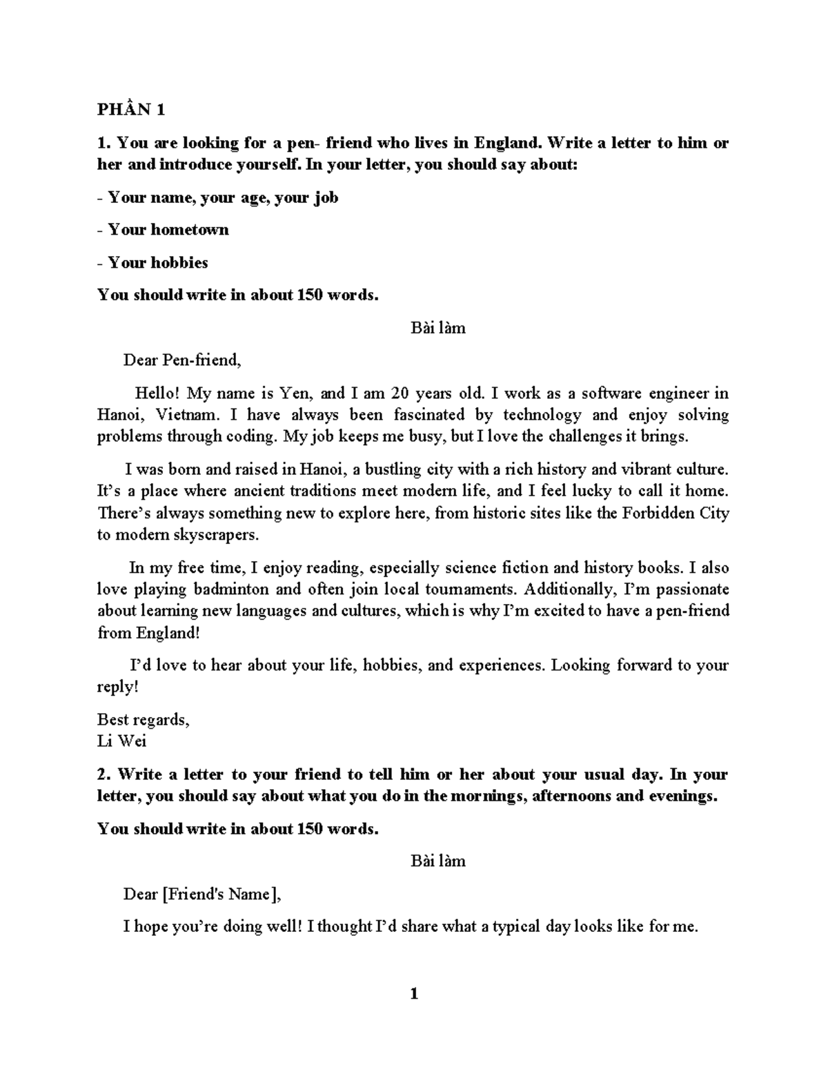 **ENGLISH 101: Sample Letters for Pen Friends and Personal Reflections ...