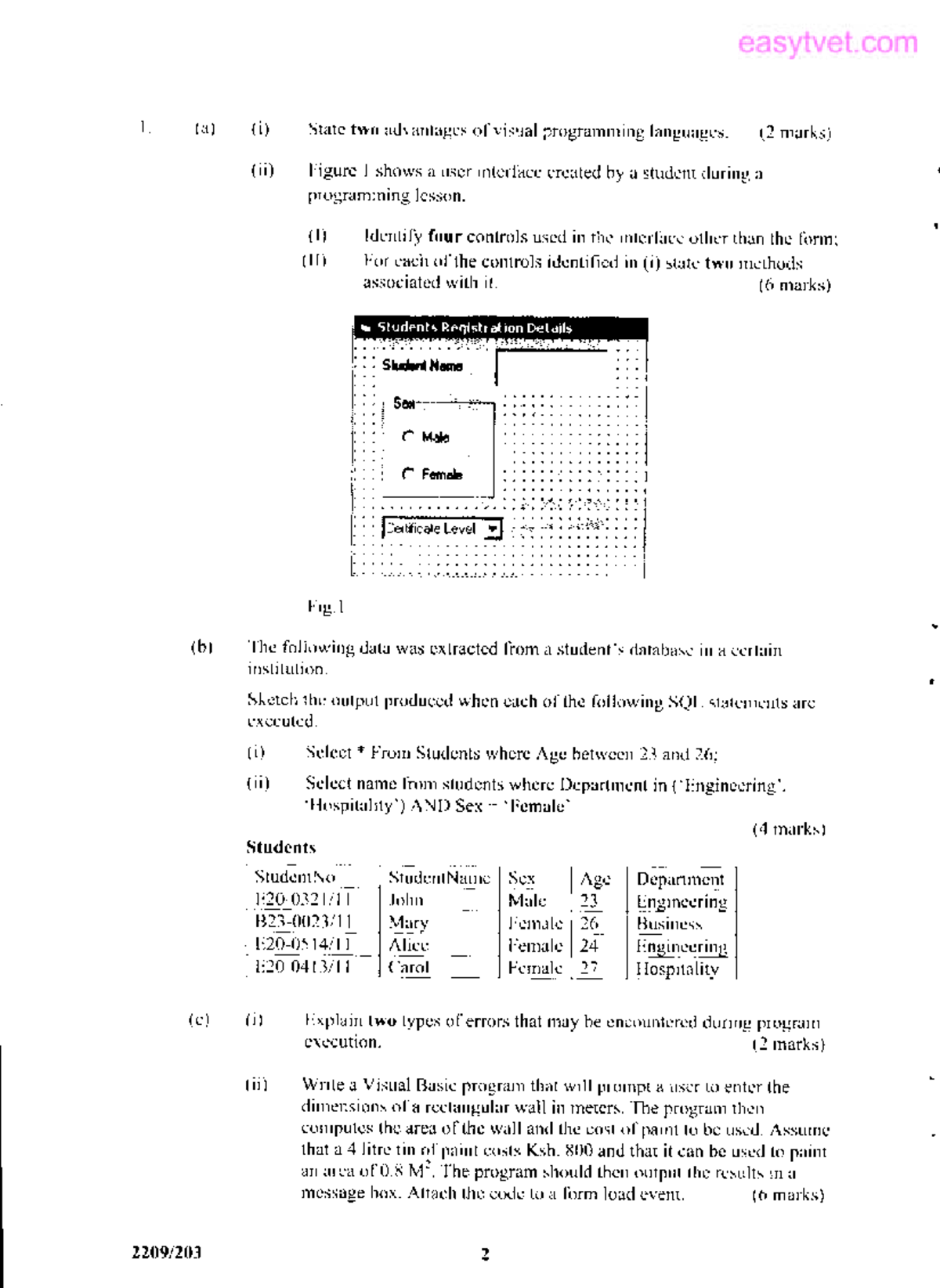 Visual Basic Programming & SQL Concepts - EasyTVET.com Revision Notes ...