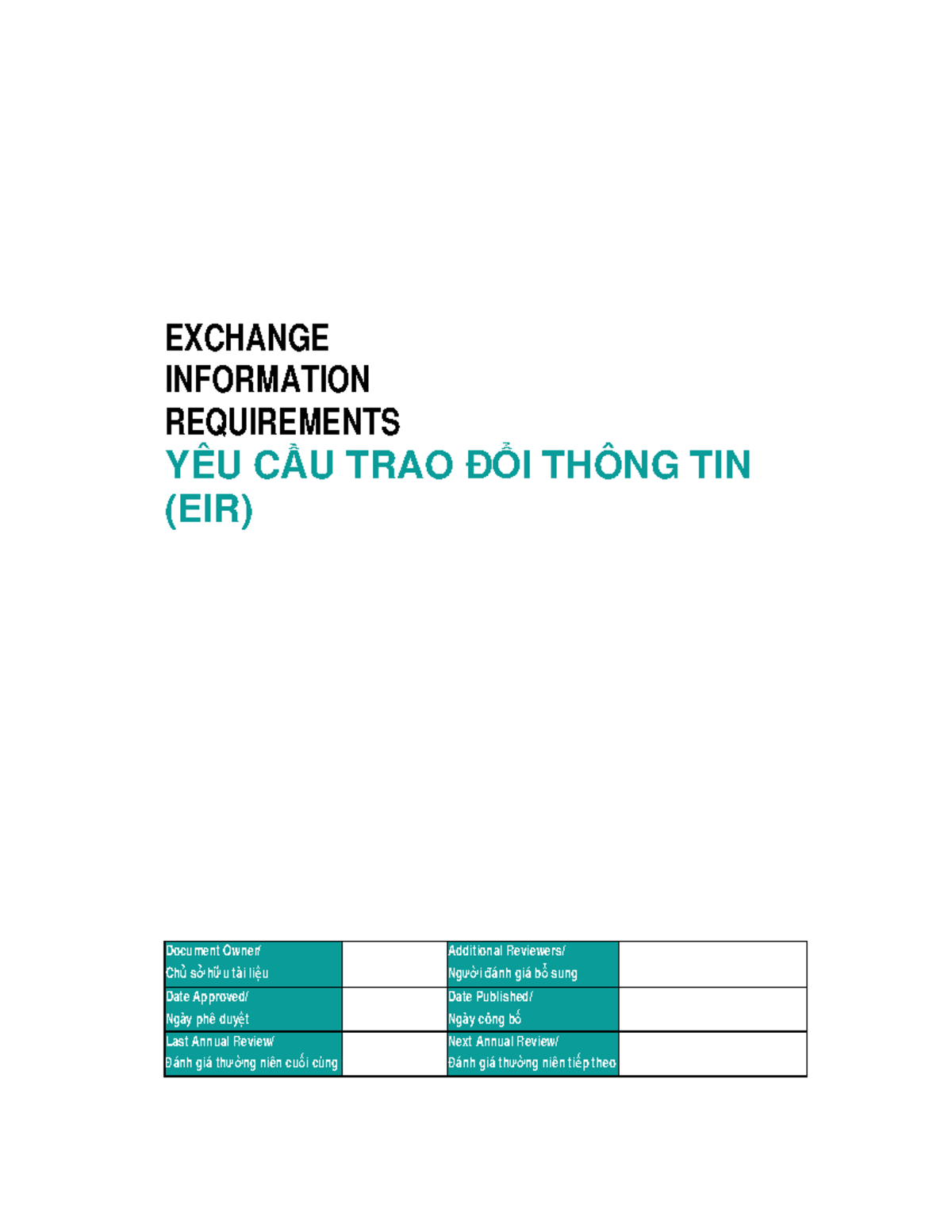 EIR Sample - Yêu Cầu Trao Đổi Thông Tin trong BIM (EIR) - Studocu