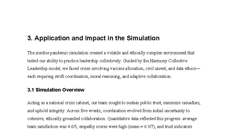 3. Application and Impact of Collective Leadership in Simulation - Studocu
