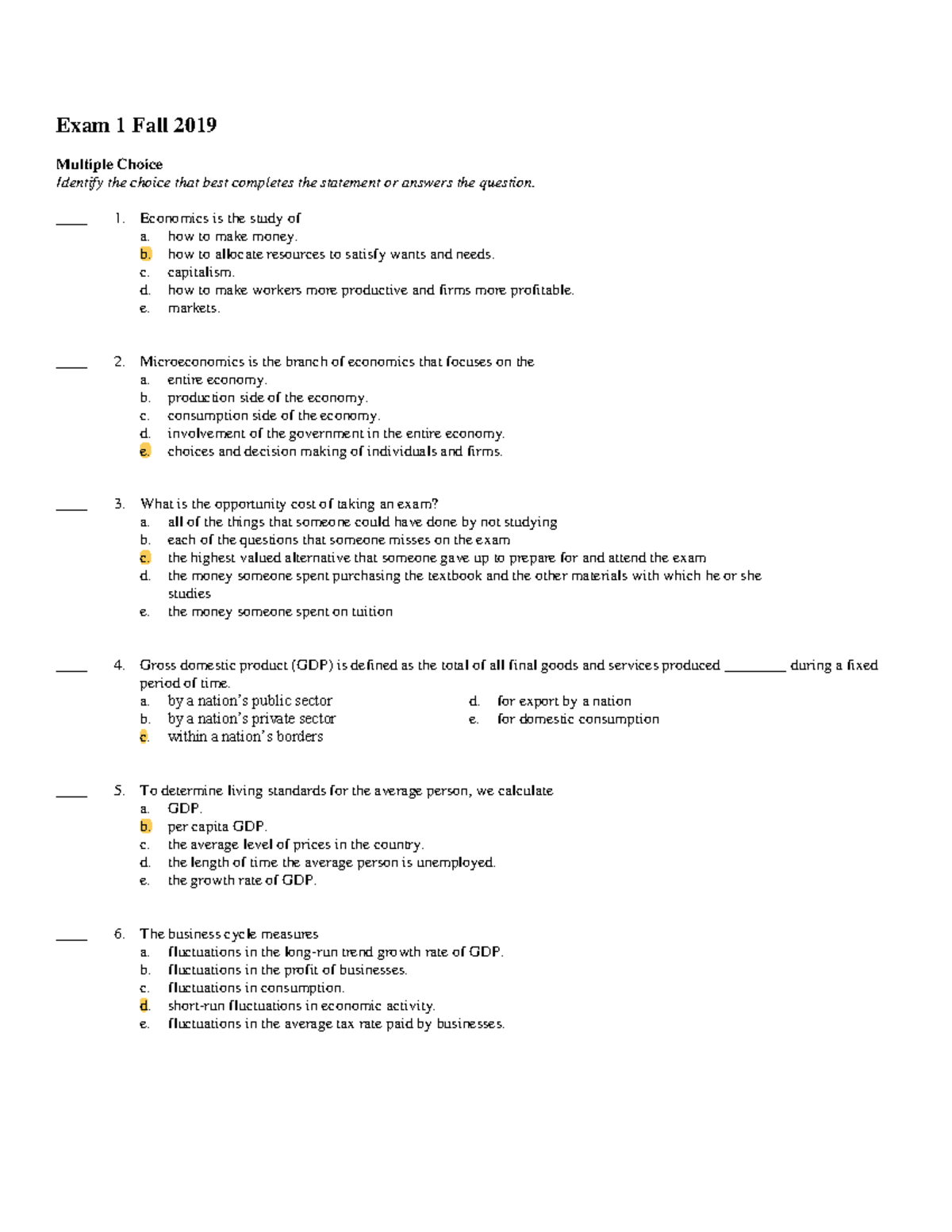 Exam 1 Fall 2019 Multiple Choice Questions and Answers - Studocu