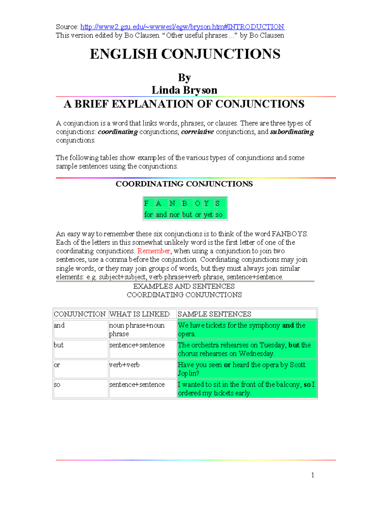 English Conjunctions: Types & Examples for Effective Writing - Studocu