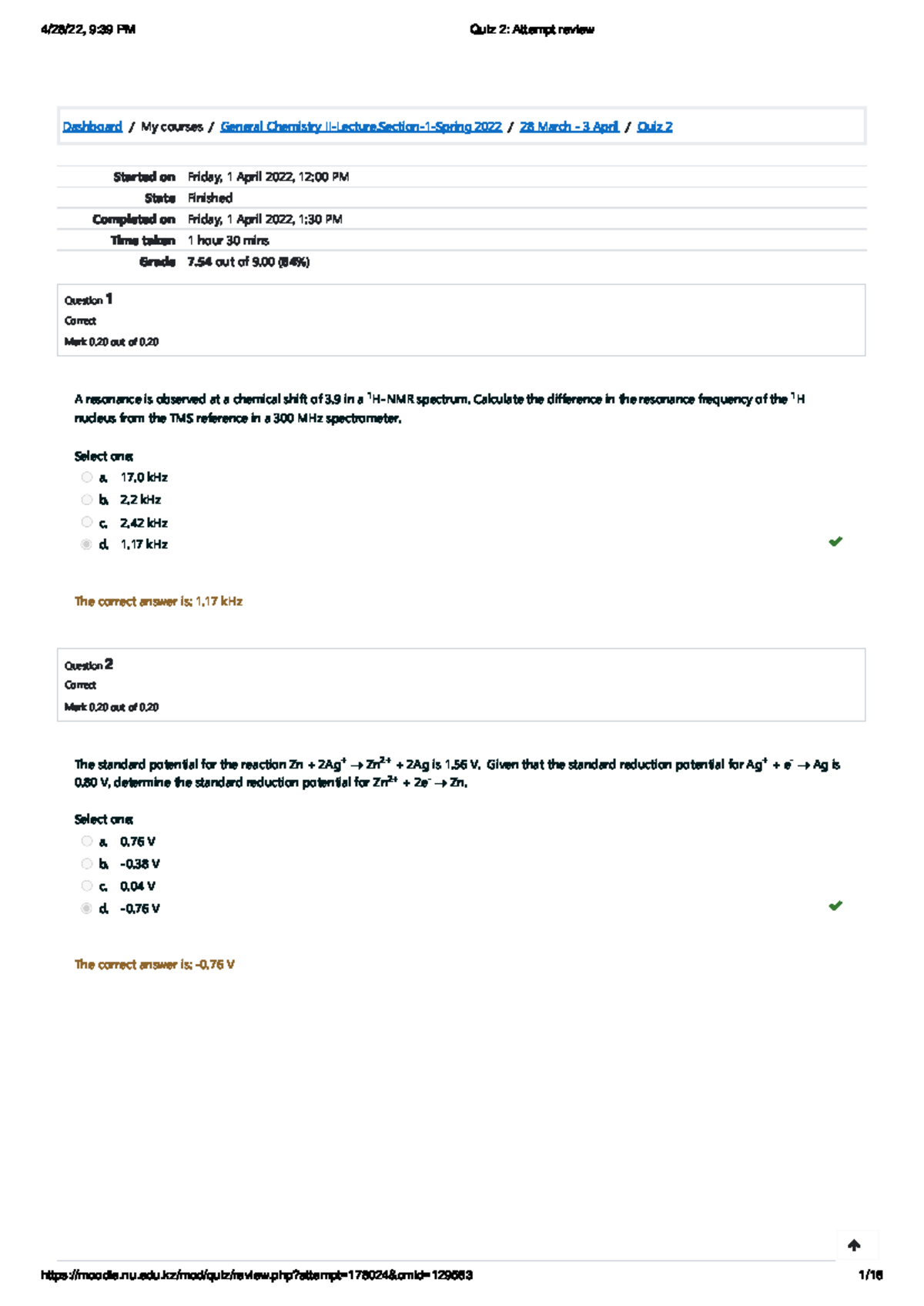 Quiz 2 Attempt Review Analysis - Quiz - Studocu