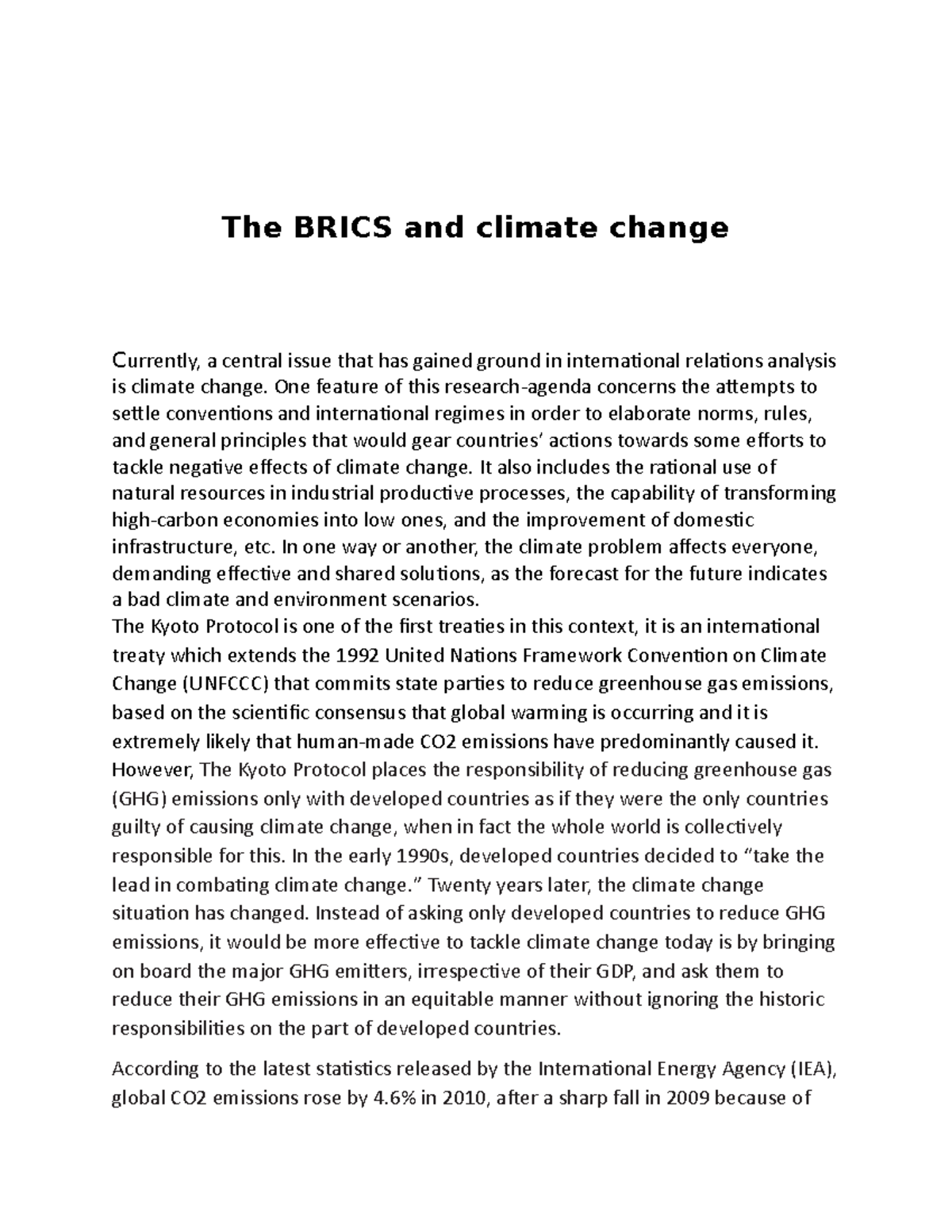 Asian Politics - BRICS AND CLIMATE CHANGE - The BRICS and climate ...