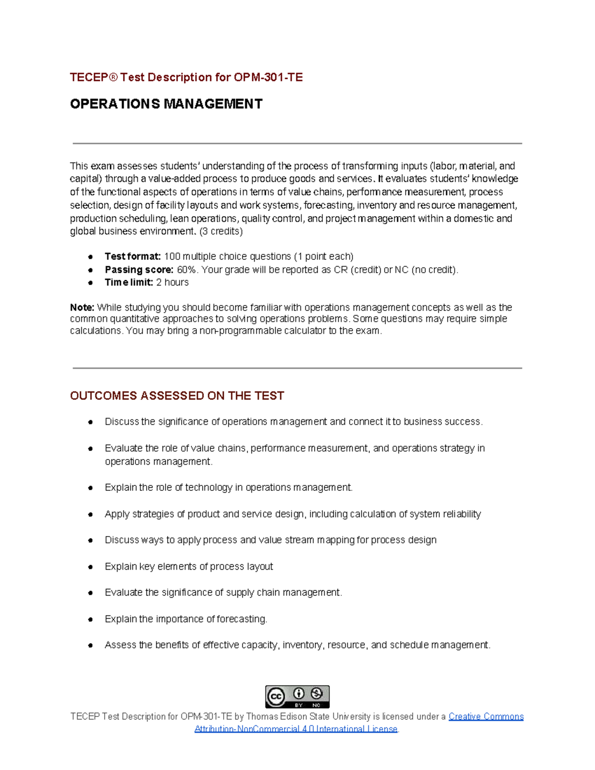 OPM-301 Final Exam: Operations Management Test Overview - Studocu