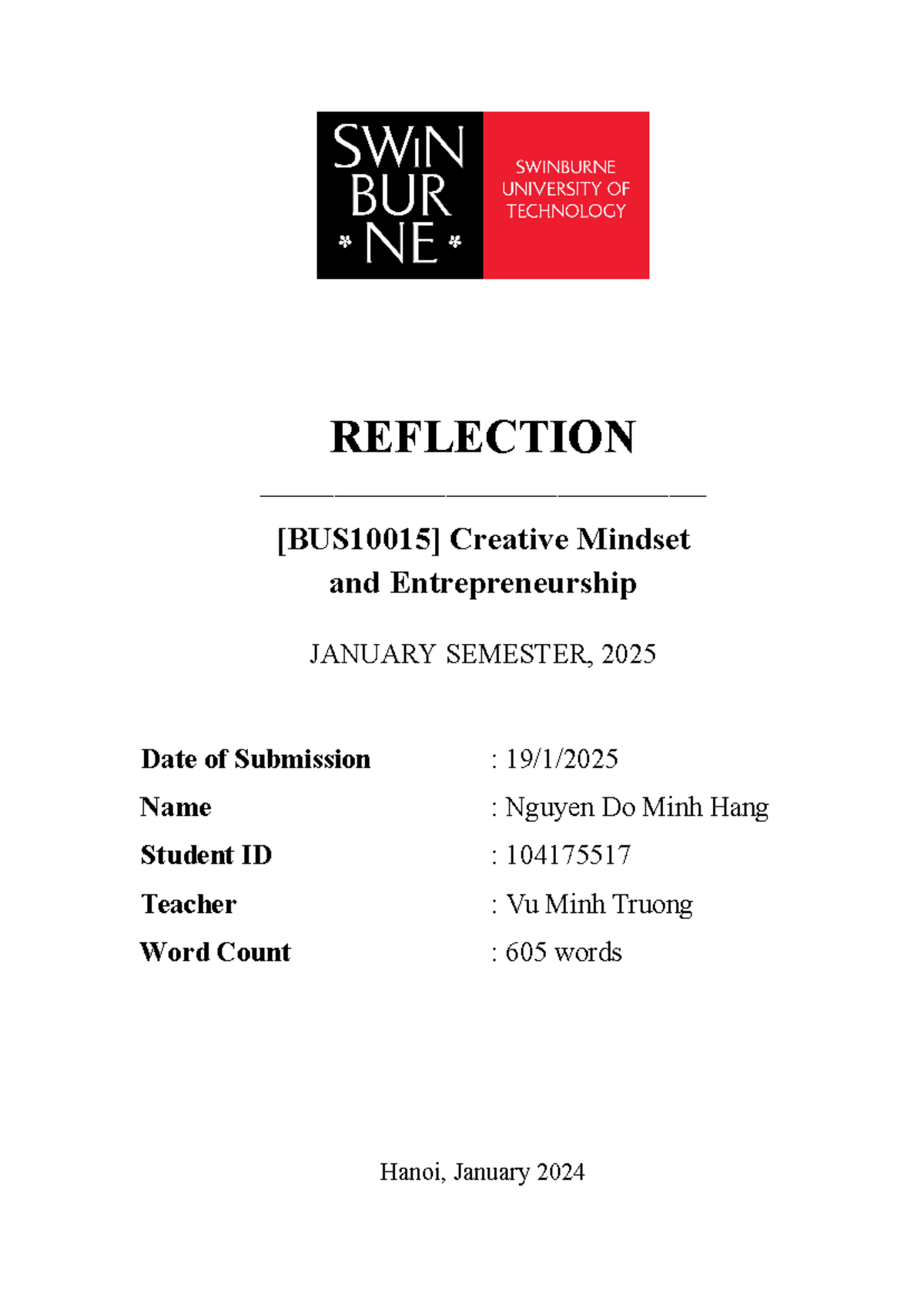 [BUS10015] Nguyen Do Minh Hang ASM 1 Reflection on Sprint 2 - Studocu