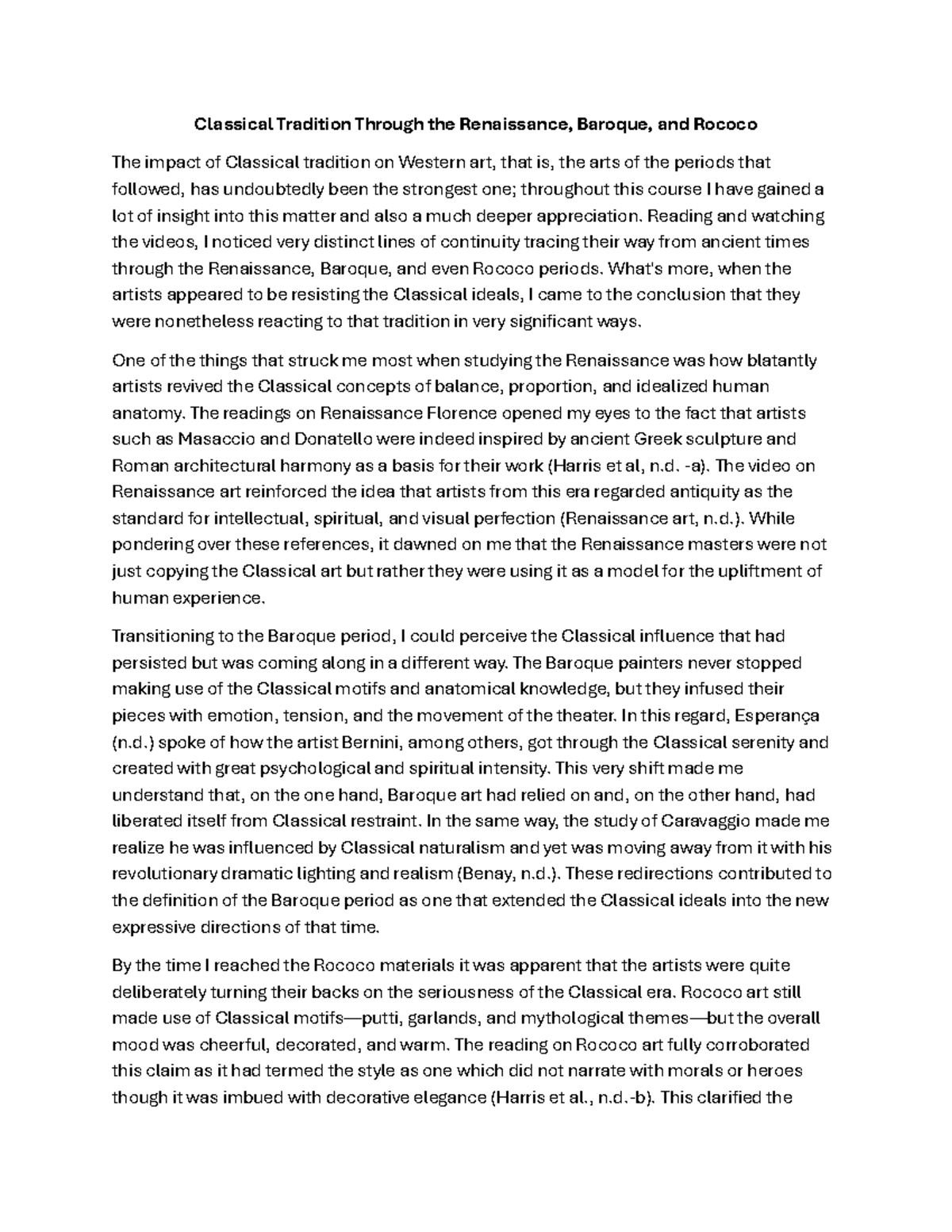 AHIST 1401-01 Learning Journal: Classical Tradition in Art - Studocu