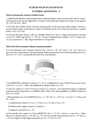 EC2013D Solid State Devices Tutorial Questions: Schottky Diodes ...
