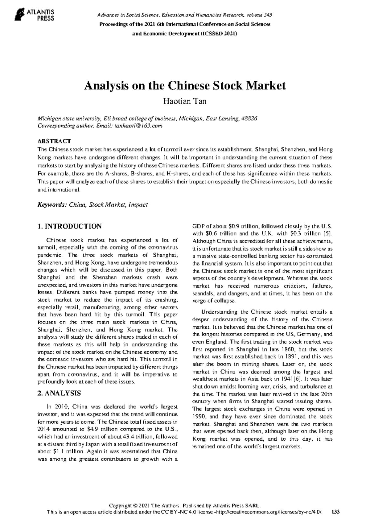 chinese market price analysis - Analysis on the Chinese Stock Market ...