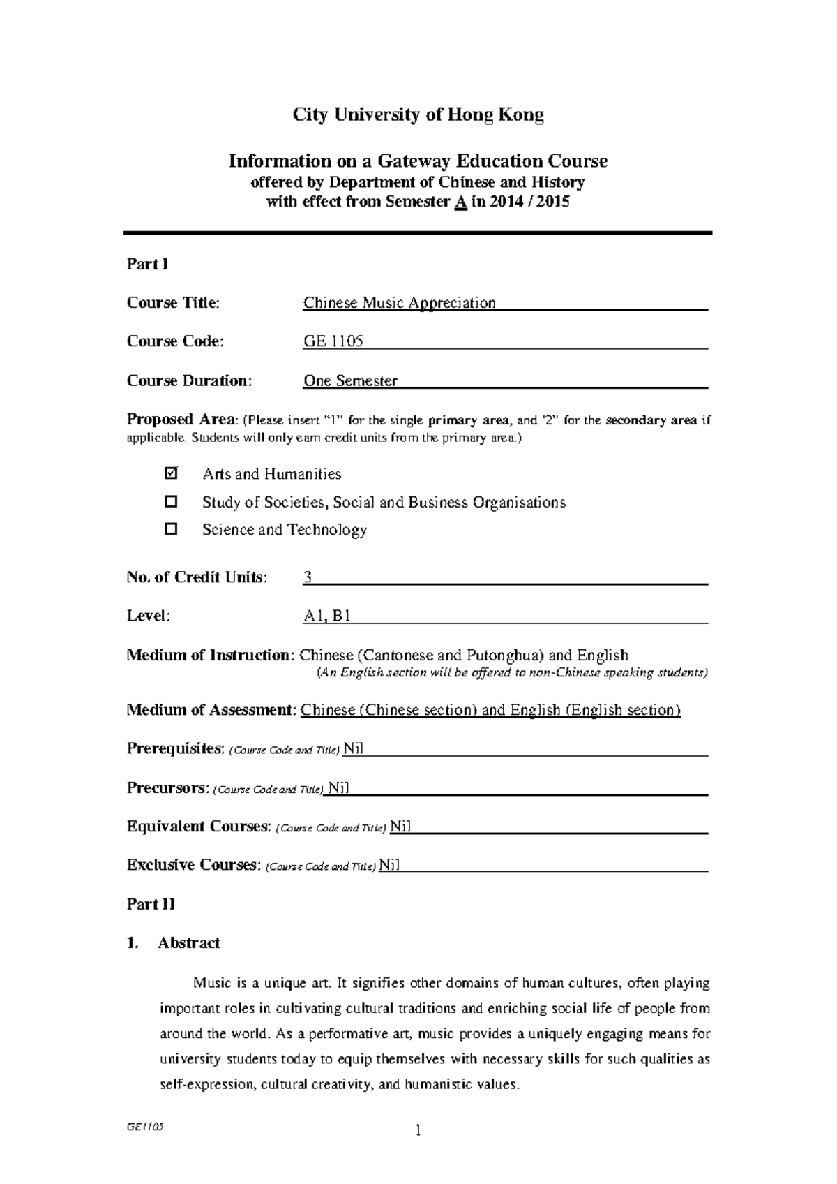 GE1105Detailed Course Information - City University of Hong Kong ...