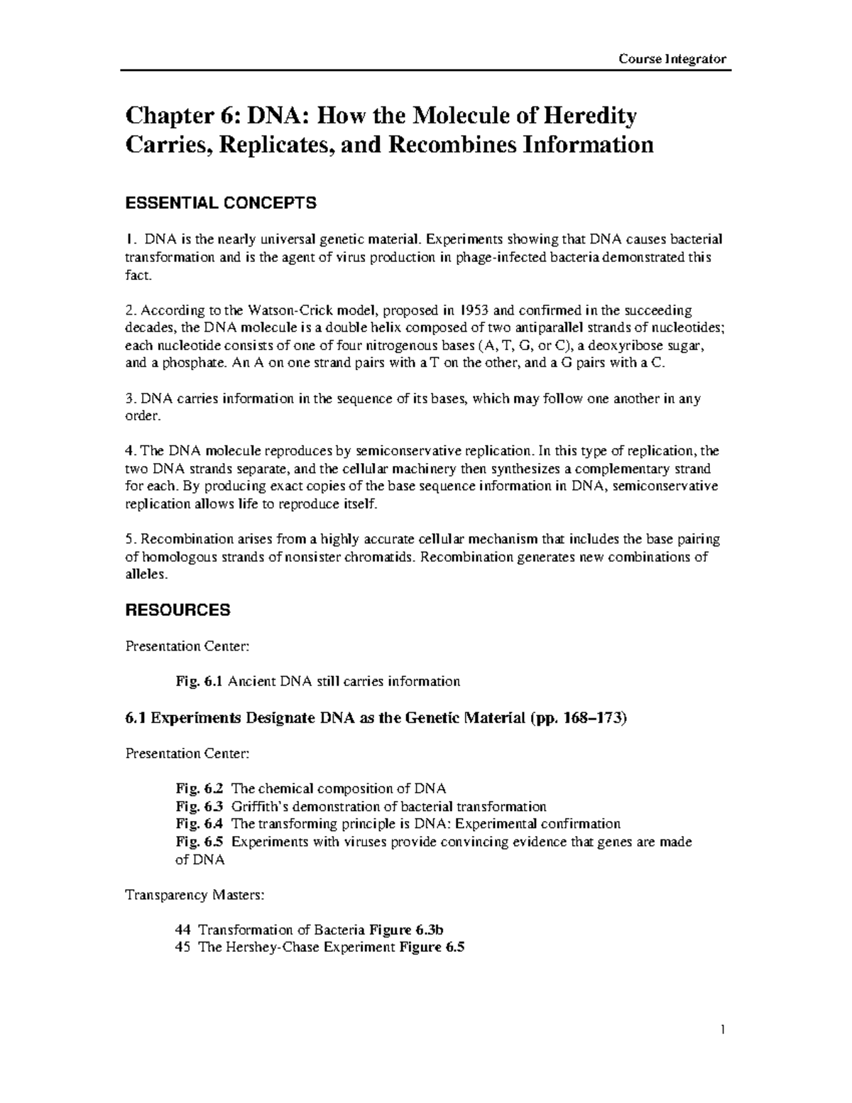 Chapter 06 - DNA Structure, Replication, and Recombination Overview ...