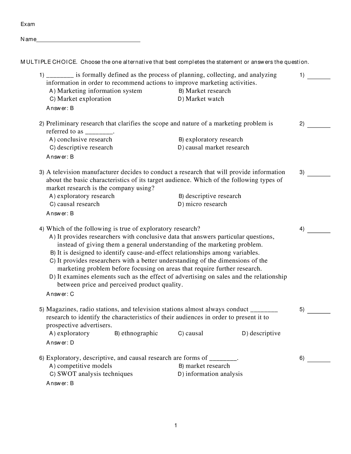 Mos 1021 Marketing Research Exam Questions & Answers Guide - Studocu