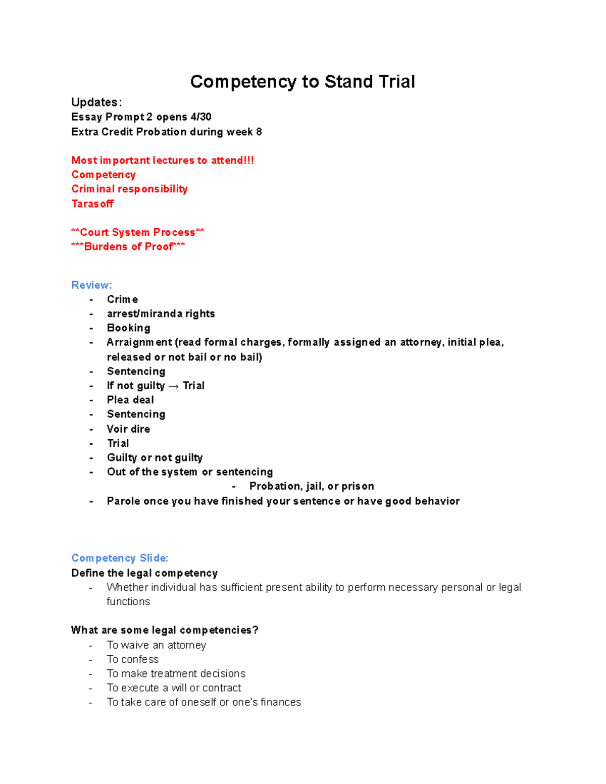 PSY 422 Forensic Psychology: Key Topics on Criminal Responsibility ...