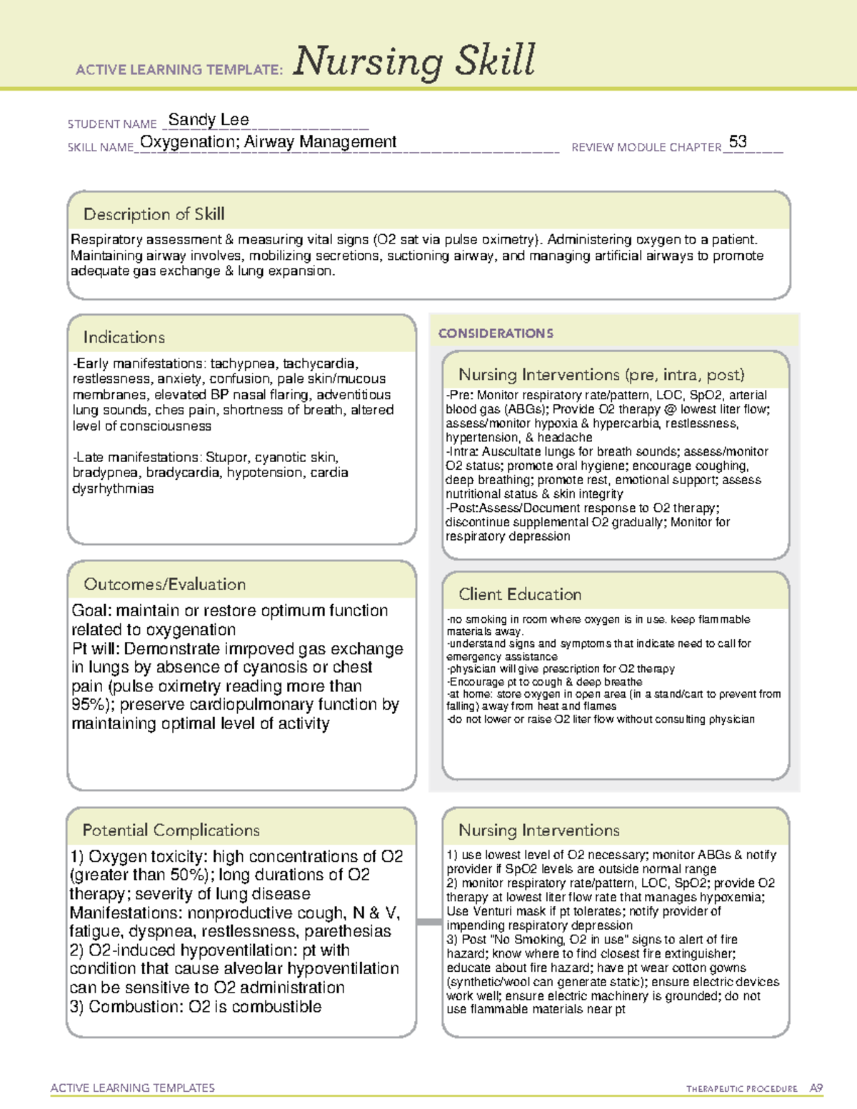 ALT Oxygenation Nursing Skill Template - ATI 53 Notes - Studocu