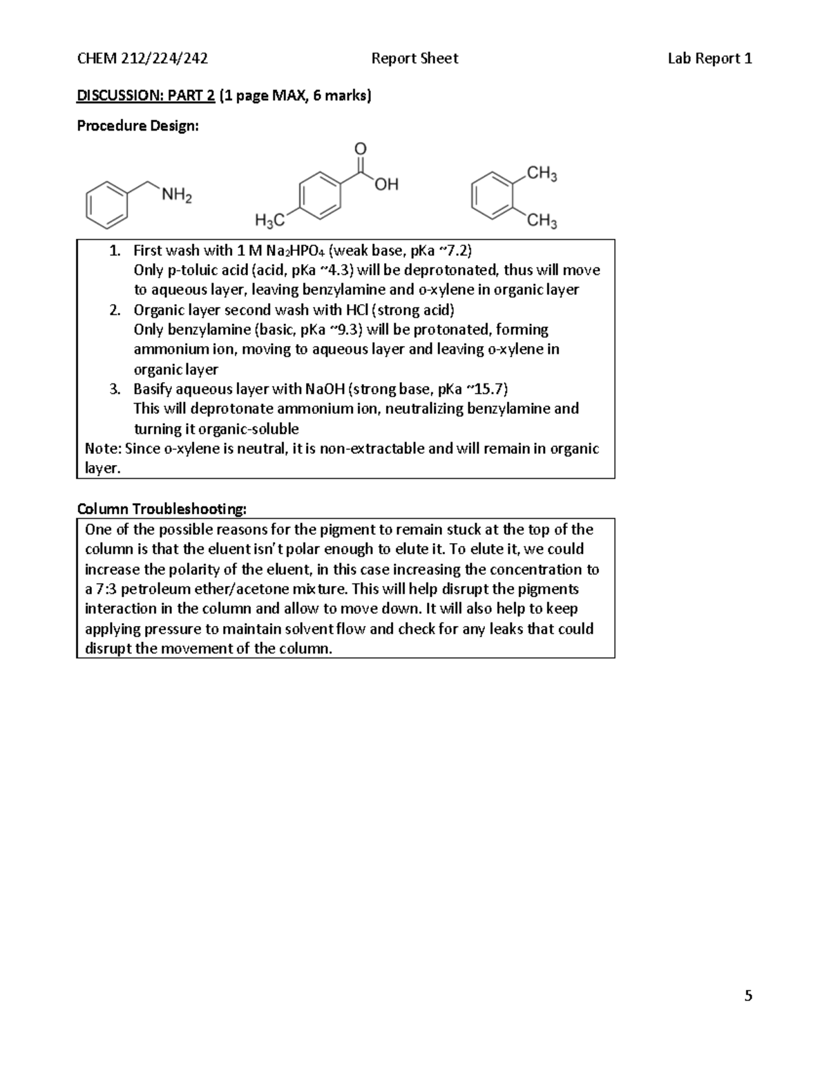 CHEM Lab Report 1: Discussion Part 2 on Procedure Design and ...