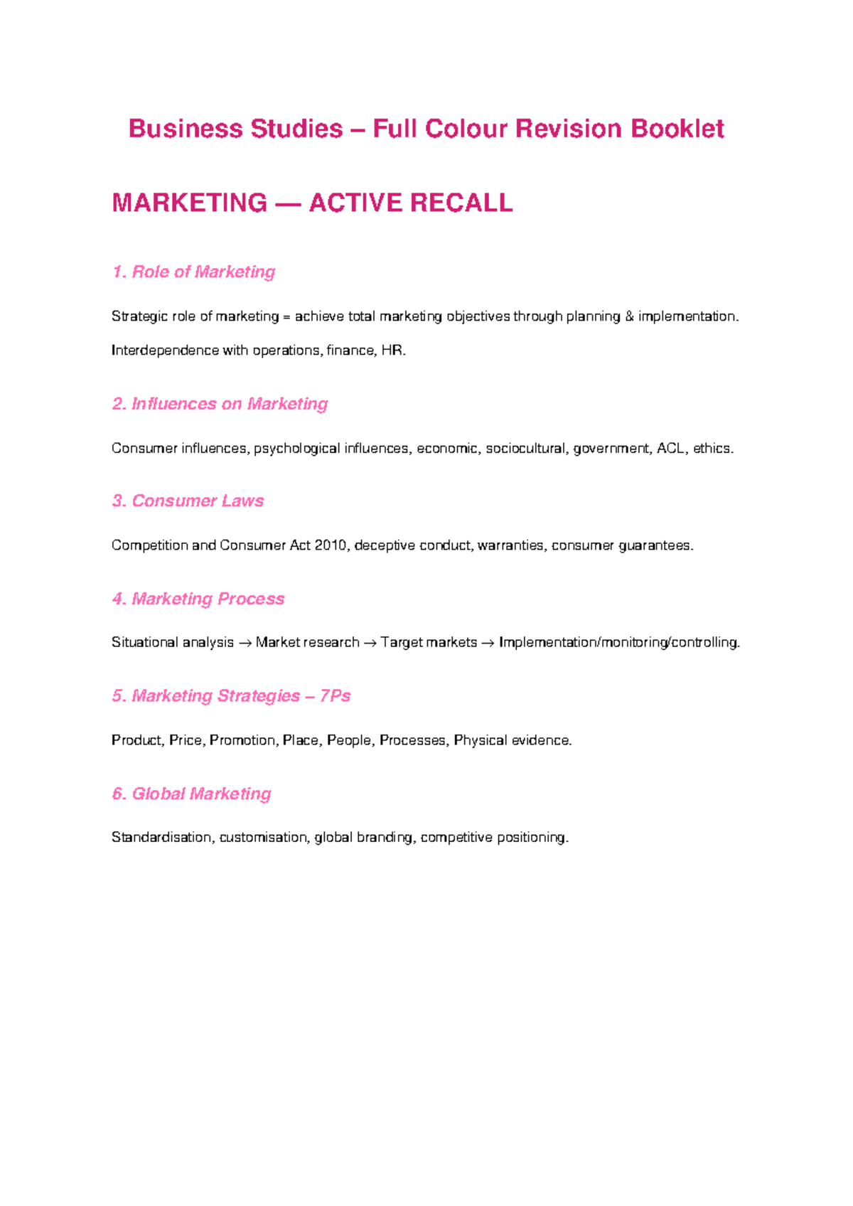 BUS 101 Final Exam Revision: Marketing Strategies & Concepts - Studocu
