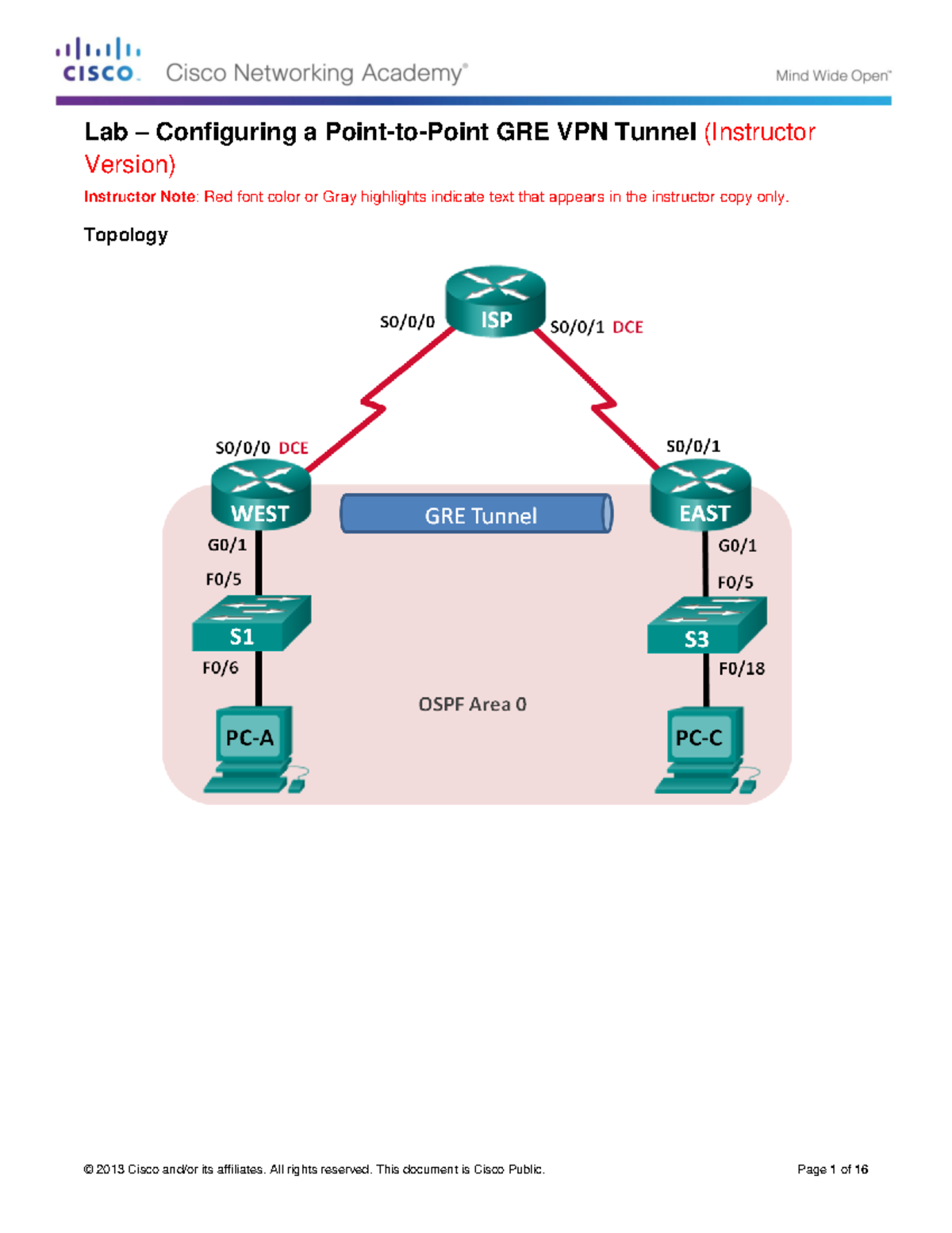 7.2.2.5 Lab - Configuring a Point-to-Point GRE VPN Tunnel - ILM - Lab ...