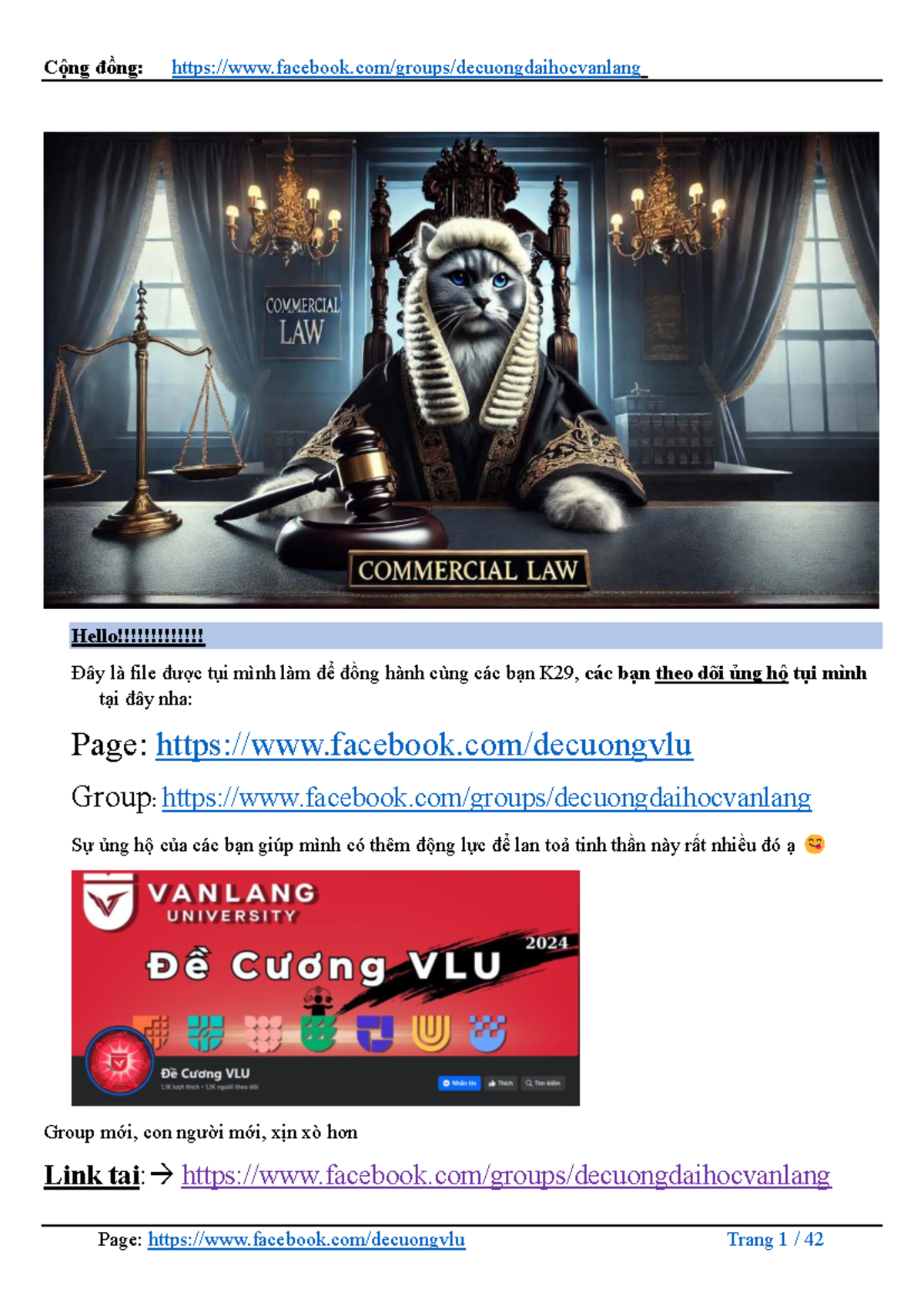 Luật Thương Mại: Đề Cương VLU K29 - Tóm Tắt Nội Dung Thiết Yếu - Document Preview