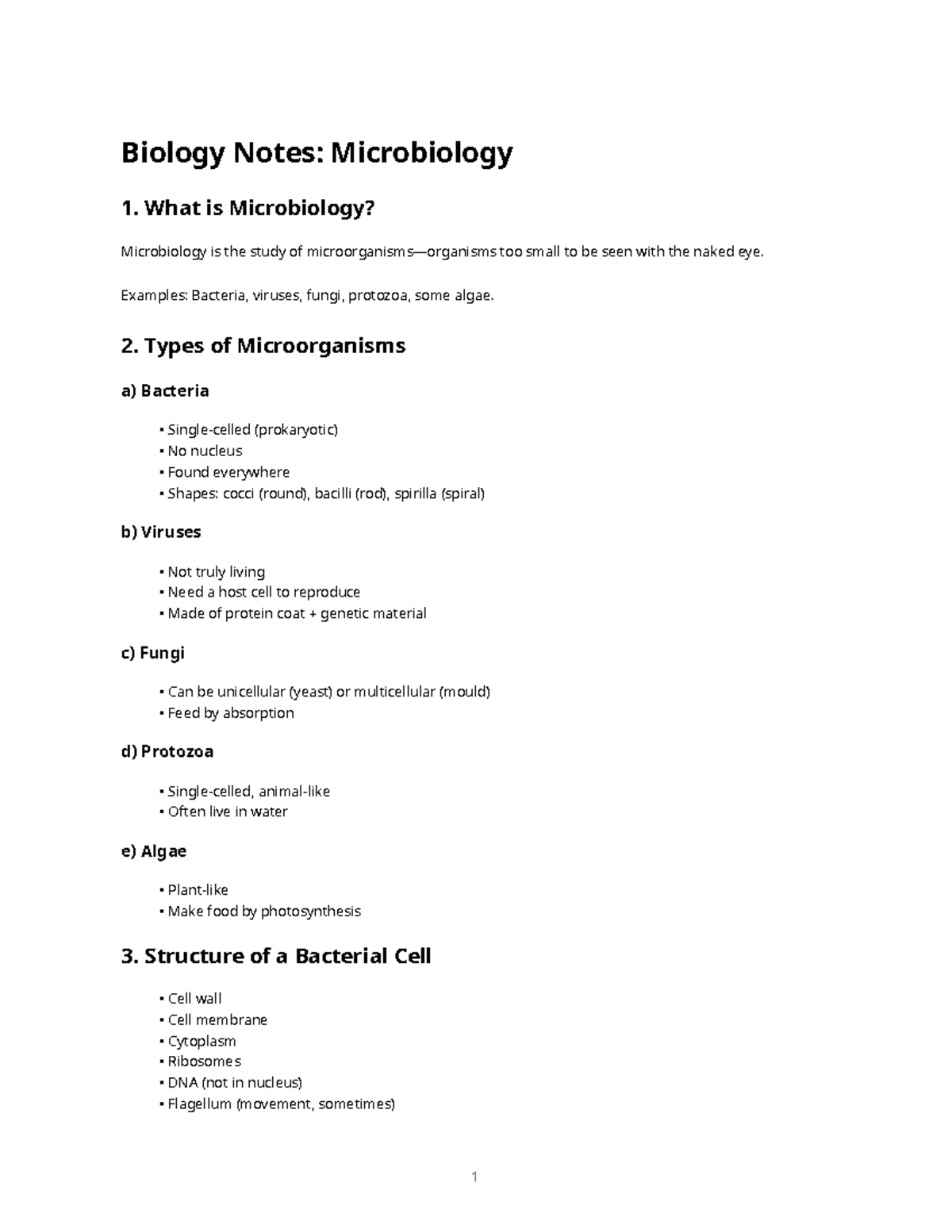 Biology 101: Microbiology Notes and Key Concepts - Studocu