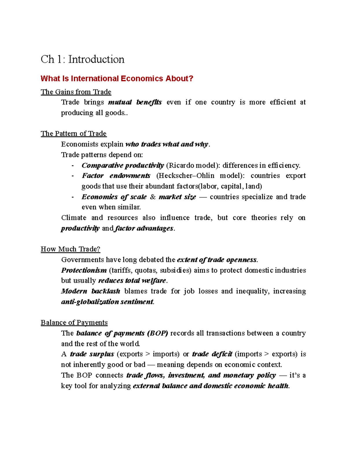 ITI 101: Chapter 1 - Introduction to International Economics and Trade ...