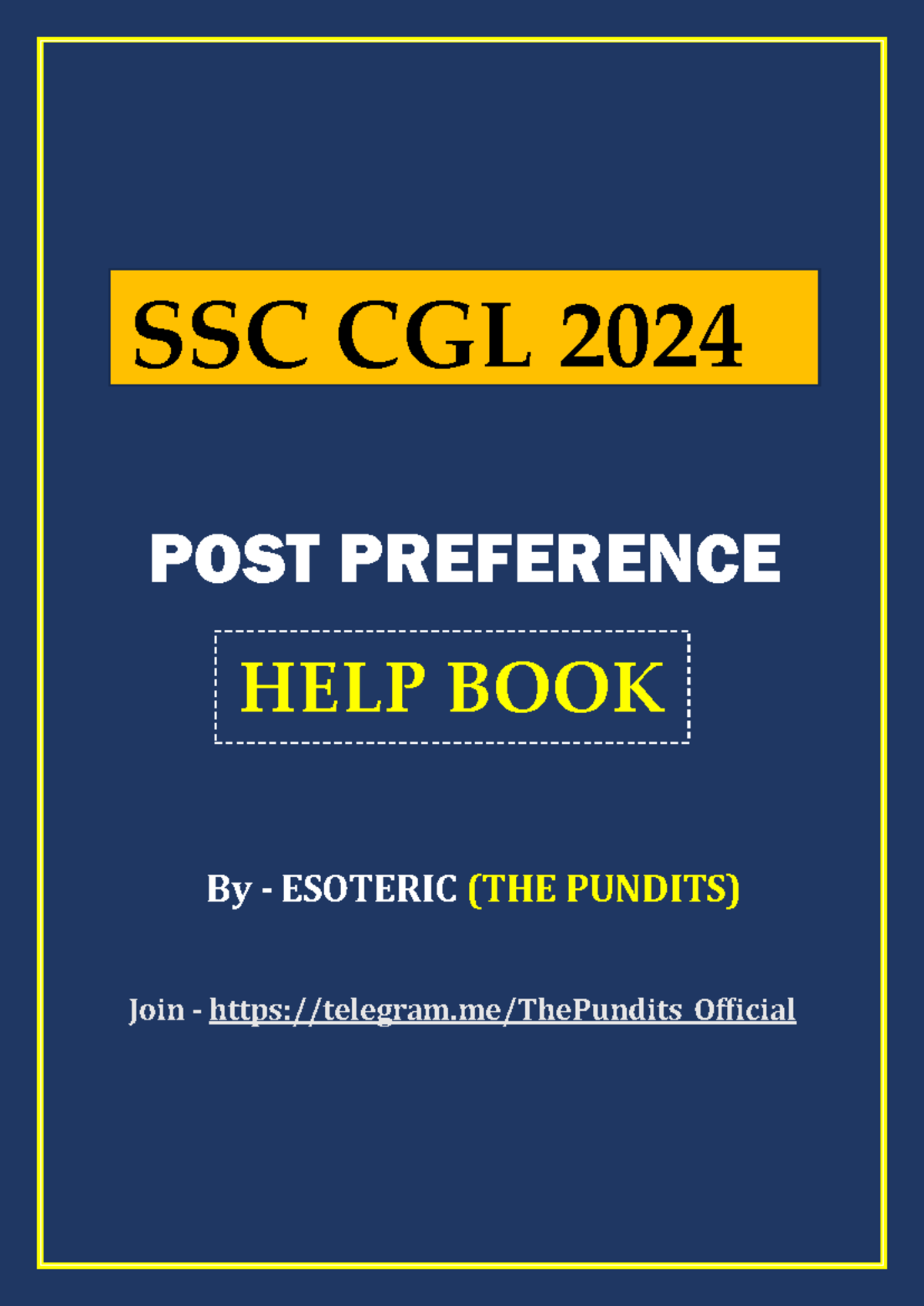 SSC CGL 2024 Post Preference Help Book: Comprehensive Guide - Studocu