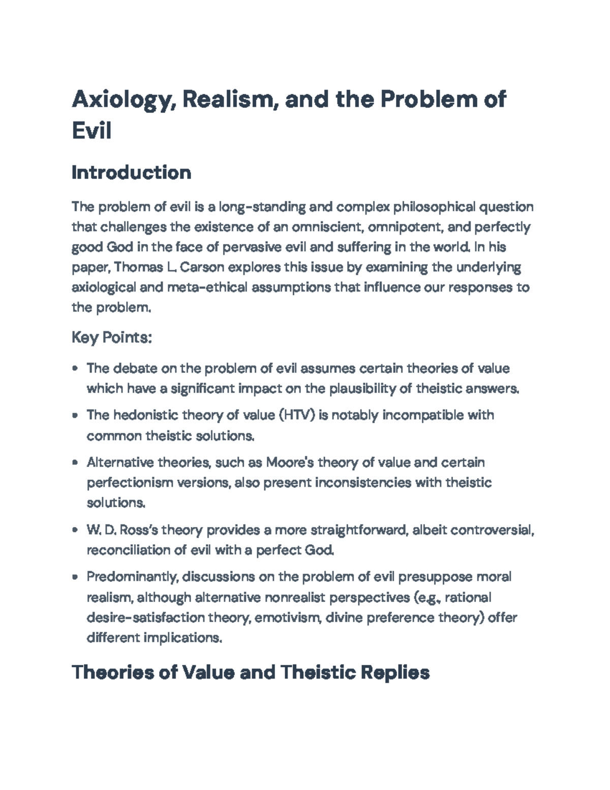 Axiology and the Problem of Evil: Philosophical Insights and Theories ...