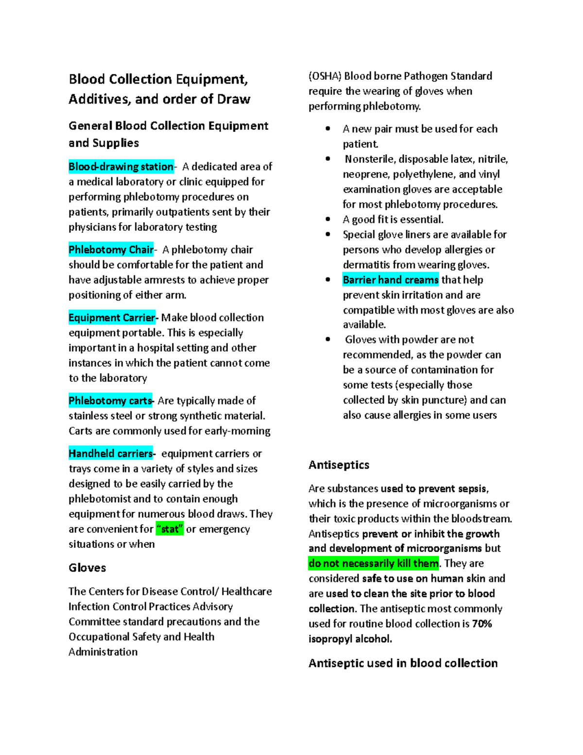 PMLS 2 Midterm Study Notes on Blood Collection Techniques - Studocu