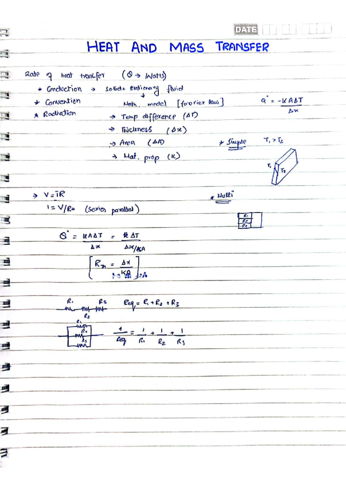 HMT (Mids) - for my past papers - DATE HEAT AND MASS TRANSFER Rate of ...