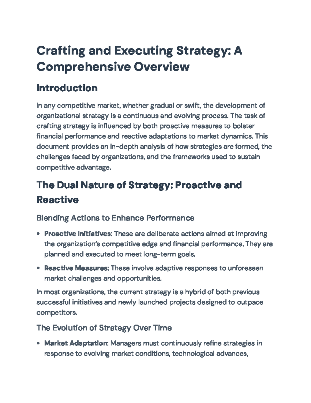 Crafting and Executing Strategy: Insights for Competitive Advantage ...