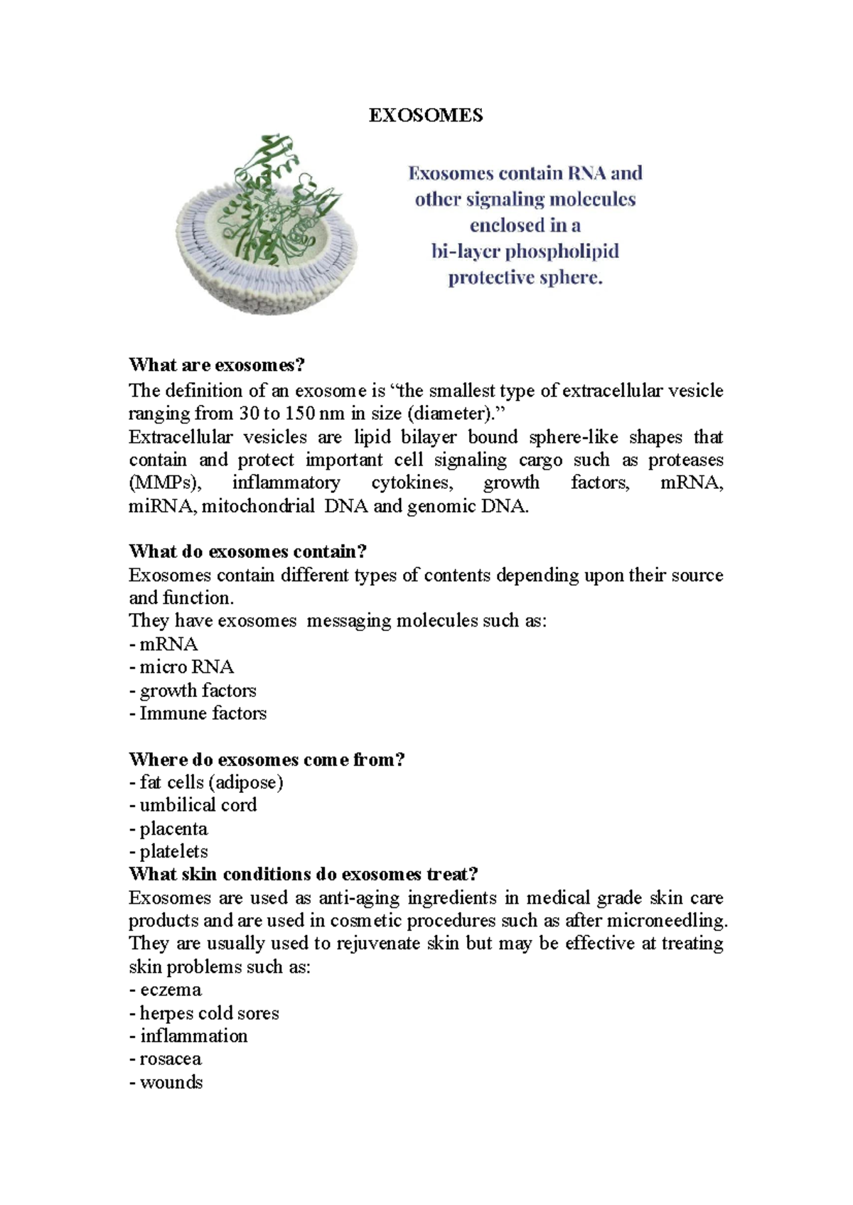 Exosomes: Definition, Functions, and Skin Treatment Benefits - Studocu