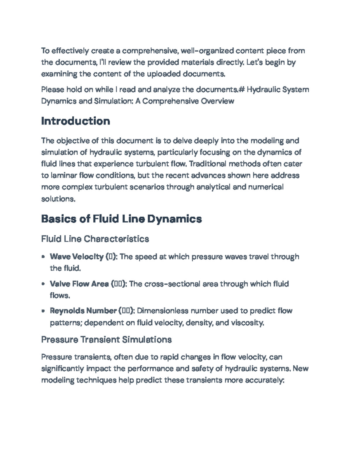 Hydraulic Systems Modeling & Simulation: Dynamics and Analysis ...