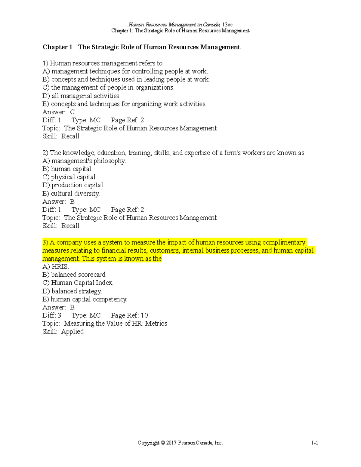 Chap 1 - OBHR 3P97 - Chapter 1: The Strategic Role of Human Resources ...