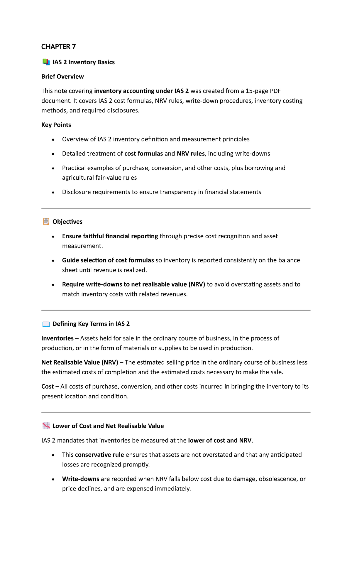 CHAPTER 7 IAS 2 Inventory Basics: Key Concepts and Overview - Studocu
