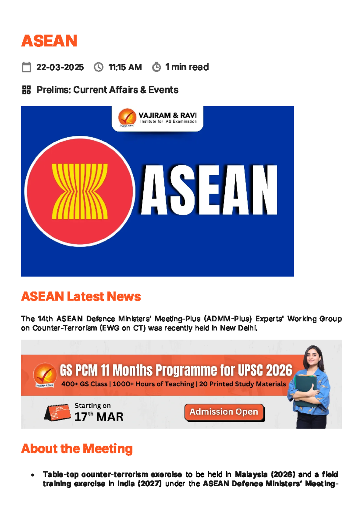 UPSC Prelims Current Affairs Highlights - 22 March 2025 Updates - Studocu