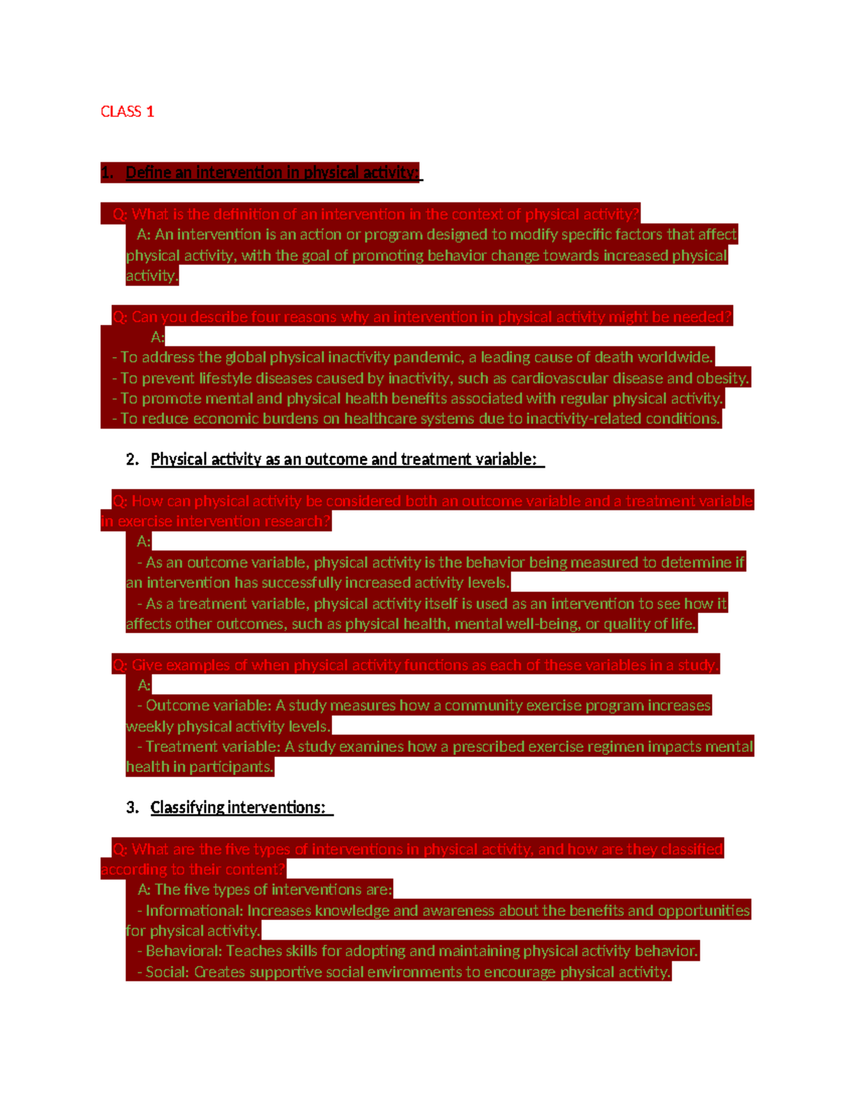 Revision Notes - MID TERM 1 - APA 2111: Interventions in Physical ...