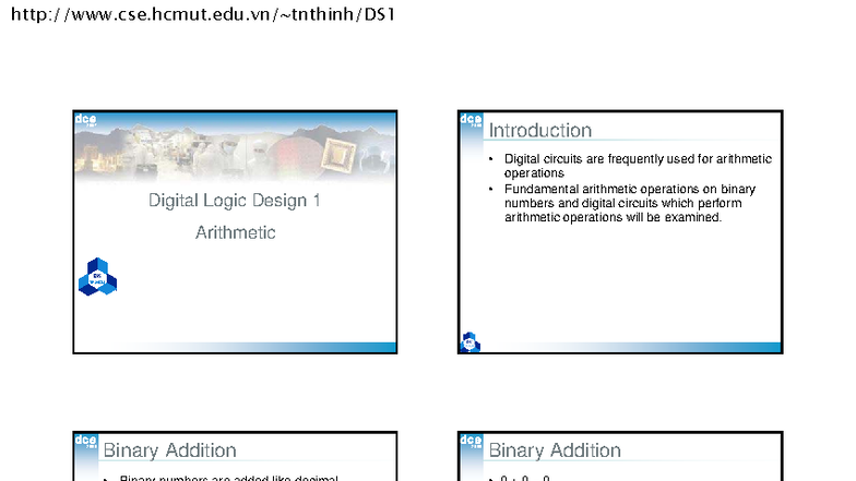 Digital Logic Design 1 (DCE 2009) - Arithmetic Operations Overview ...