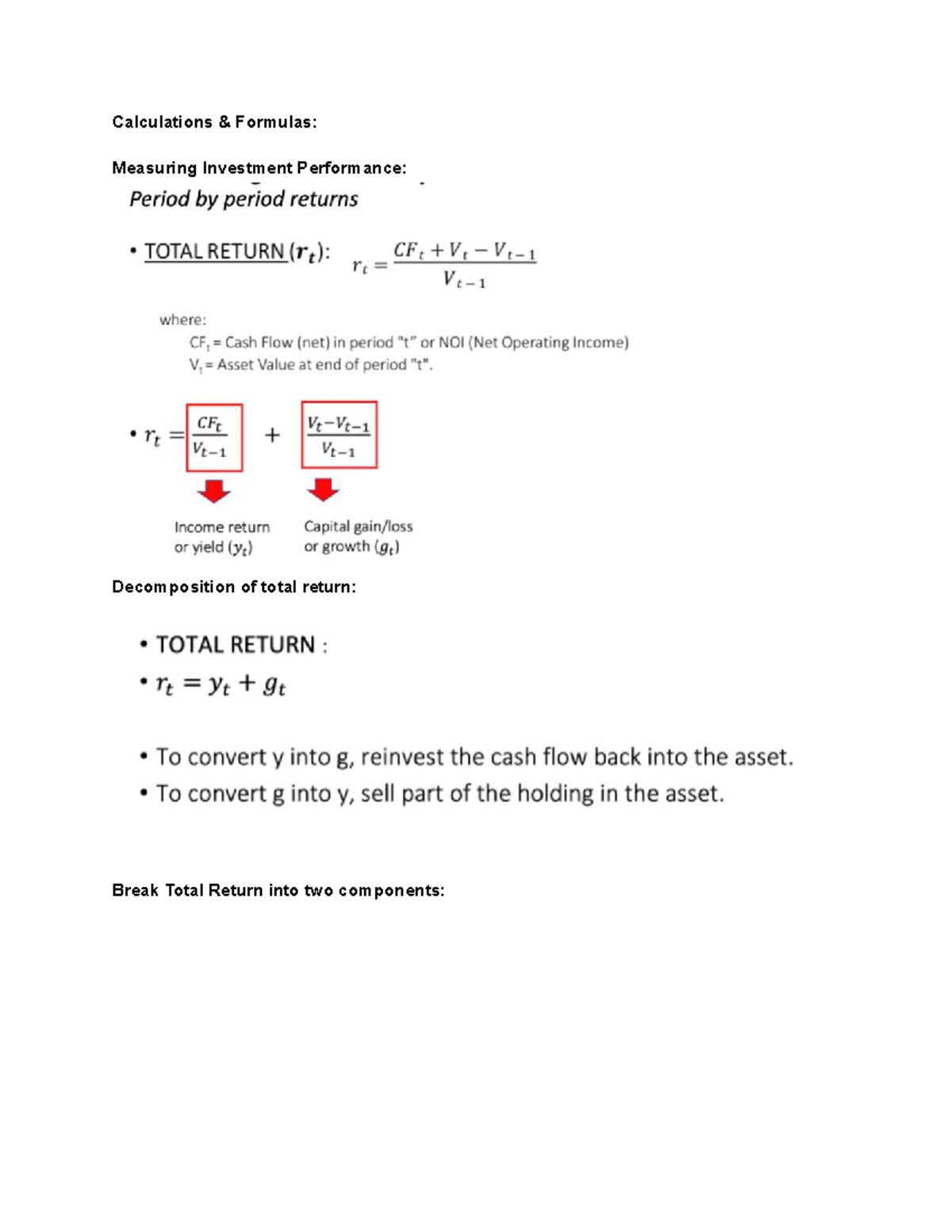 USB247 - Investment Formulas & Calculations for Future Value - Studocu