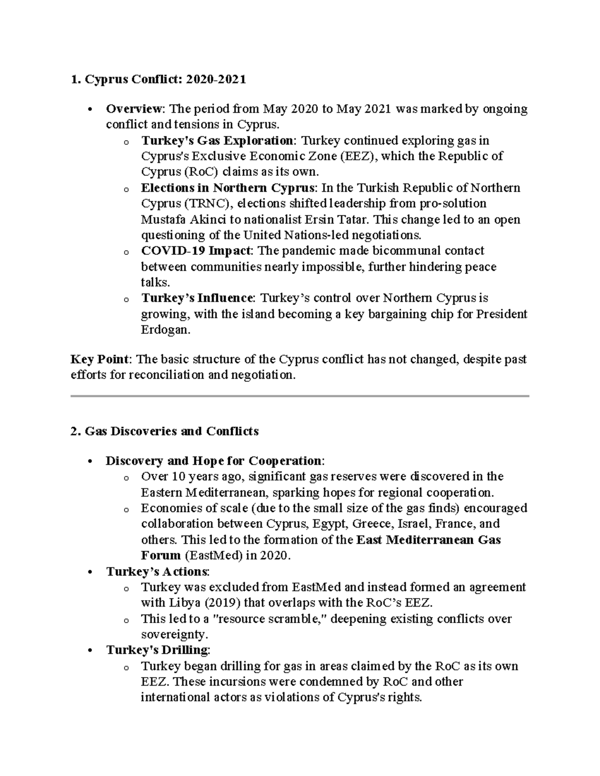 Ch 9 - Cyprus Conflict Overview & Developments (2020-2021) - Studocu