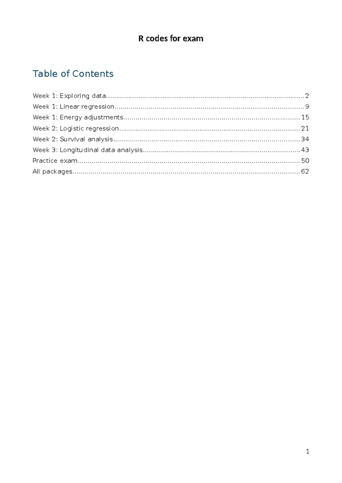R Programming Codes for Exam Prep: Week 1 to Week 3 Topics - Studeersnel