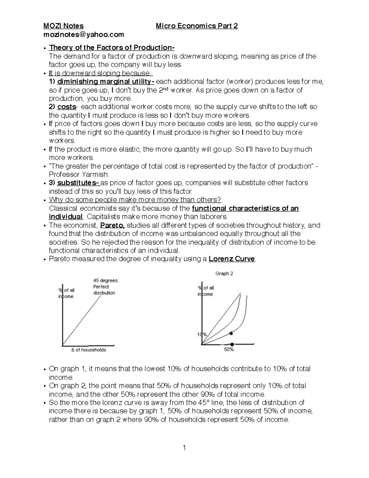 Micro Economics Part 2: Factors of Production Theory - Studocu